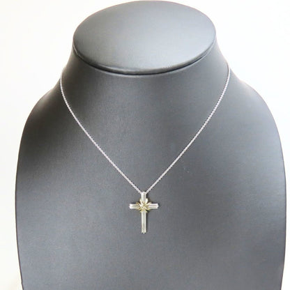 Tiffany Necklace Signature Cross Silver 925 K18Yg Approx. 7.8G Yellow Gold Combination