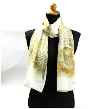 Salvatore Ferragamo Silk Rectangular Scarf Muffler Stole Ivory Animal Print