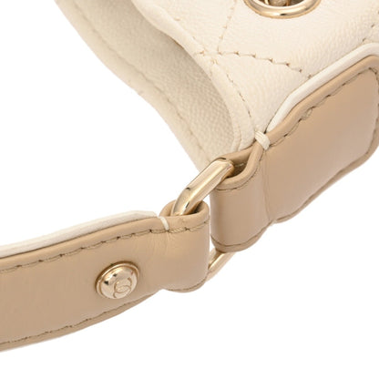Chanel Matelasse White Women'S Soft Caviar Leather Shoulder Bag