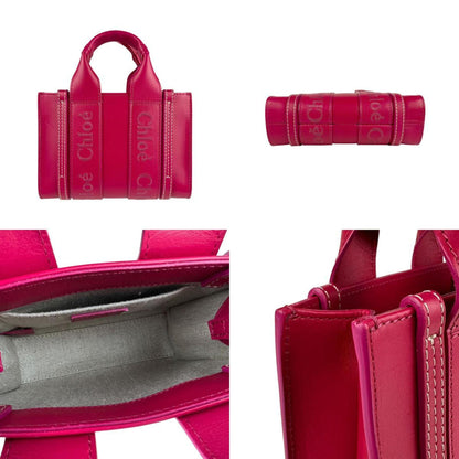 Chlo Chloe Shoulder Bag Handbag Woody Mini Leather Pink