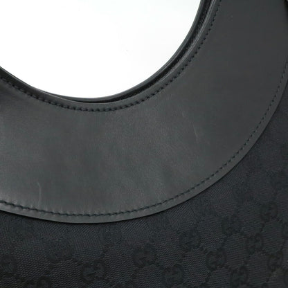 Gucci Gg Canvas Shoulder Bag In Black Leather