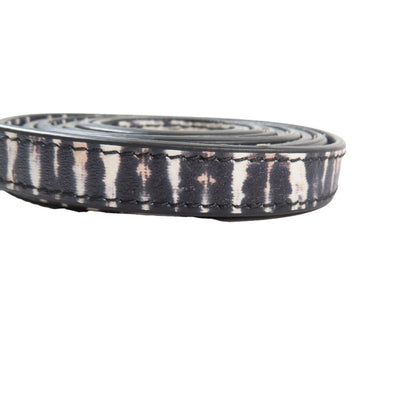 Christian Dior Leather Gold Hardware Logo Buckle Animal Print Narrow Belt All-Over Pattern Black