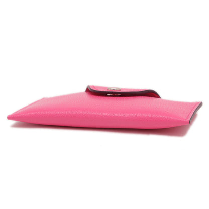 Hermes Ilias Business Card Holder/Card Case Evercolor Fuchsia Pink W Engraved