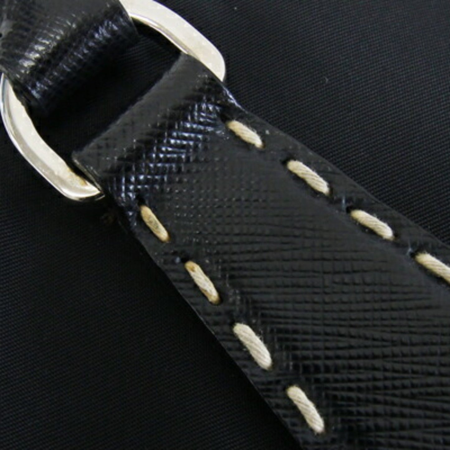 Prada Handbag B1801K Black Nylon Leather Stitching