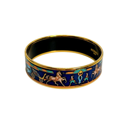 Hermes Hermes Bangle Bracelet Emaille Gm Other Blue X Gold