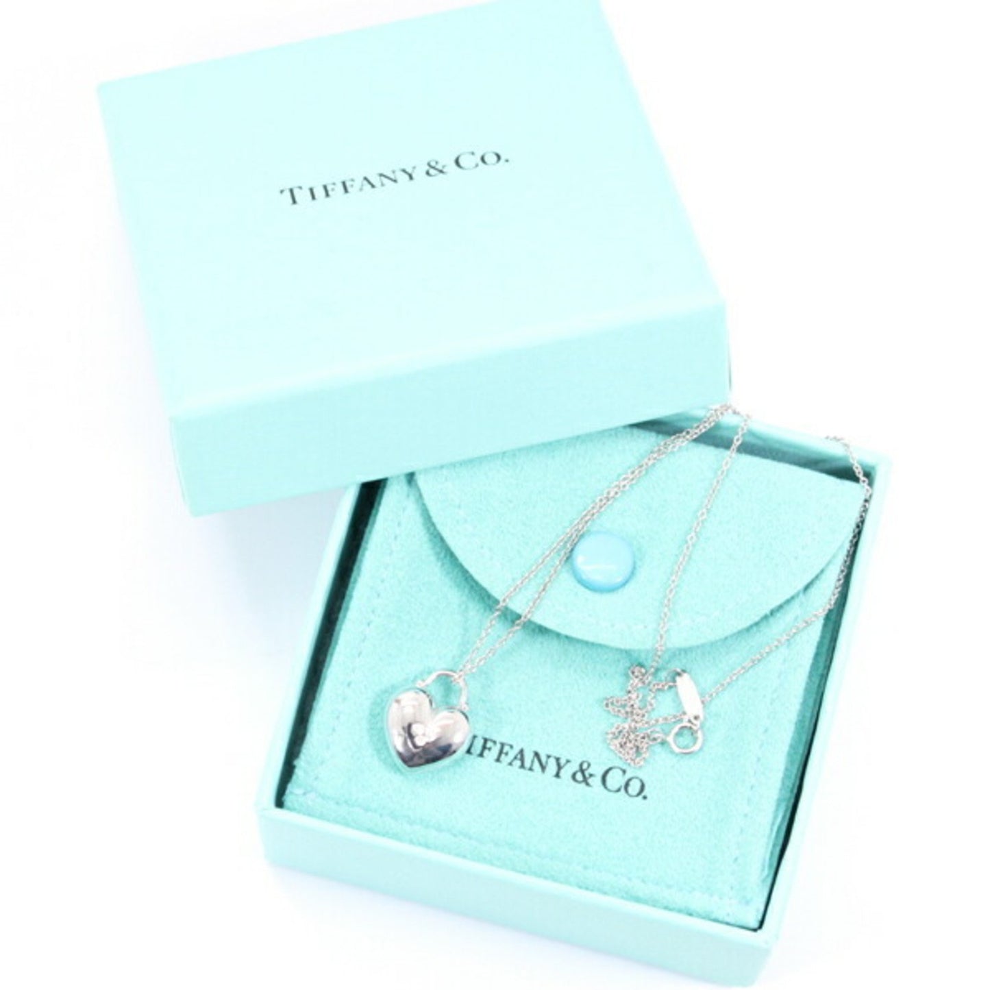 Tiffany Necklace Sentimental Heart 3P Diamond K18 Wg 750 Pendant White Gold