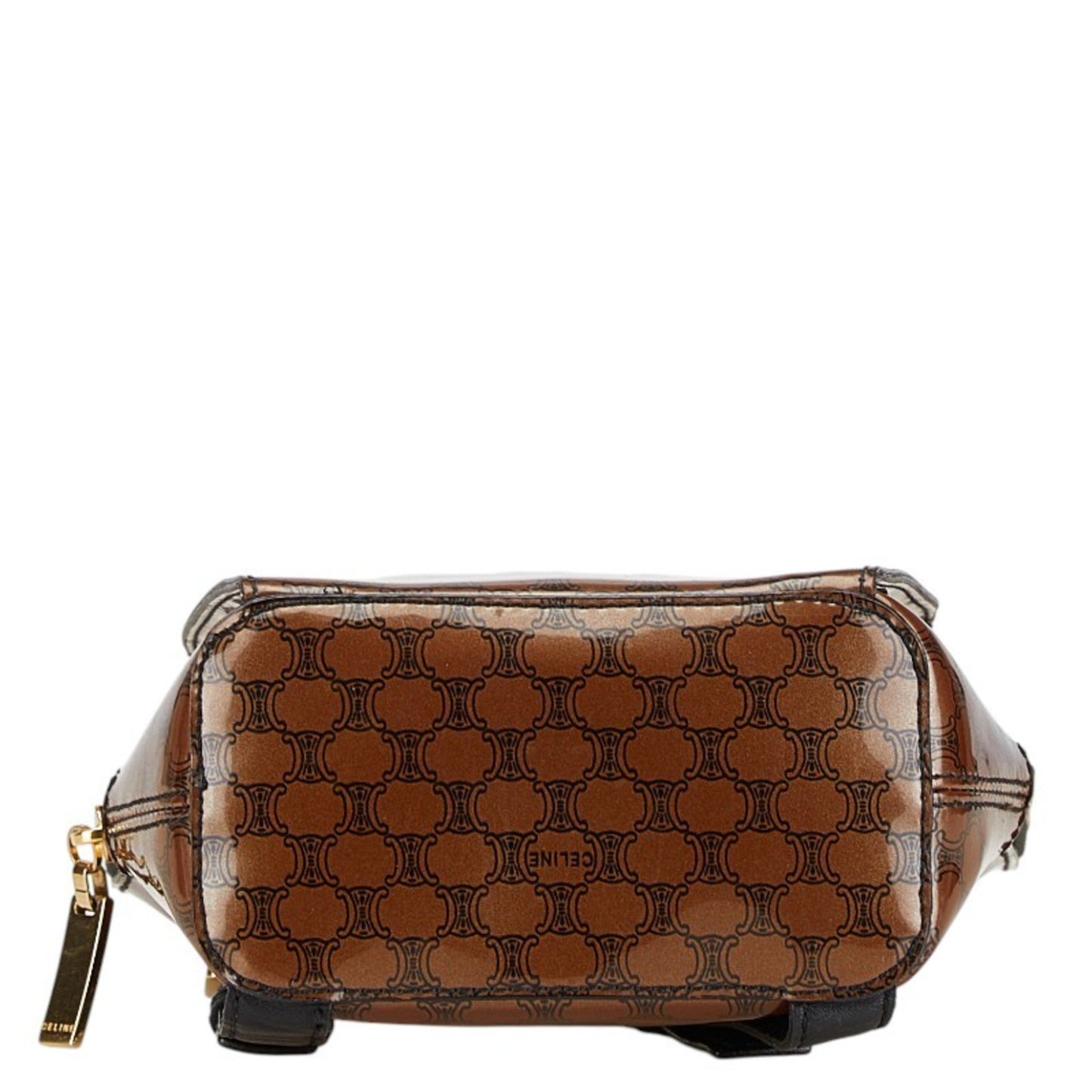 Celine Macadam Backpack Brown Black Patent Leather