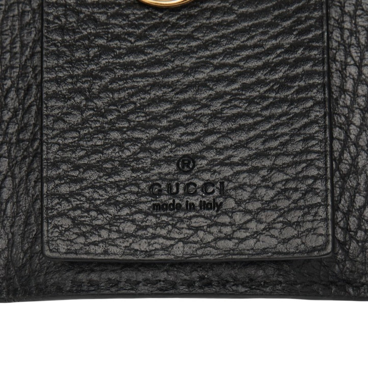 Gucci Gg Supreme Marmont 6-Ring Key Case 456118 Beige Black Leather