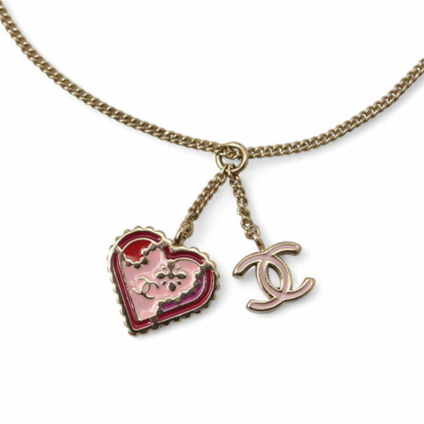 Chanel Bangle Chain Bracelet Chanel Cc Coco Heart Pink Gold 05