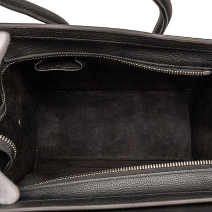 Celine Luggage Micro Shopper Handbag In Black Leather