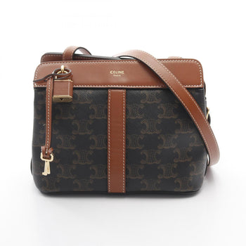 Celine Teen Cabadoux France Triomphe Shoulder Bag Coated Canvas Leather