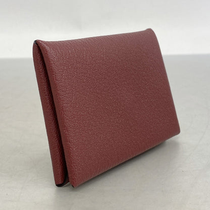 Hermes Herms Calvi Duo Chevre Card Case In Bordeaux