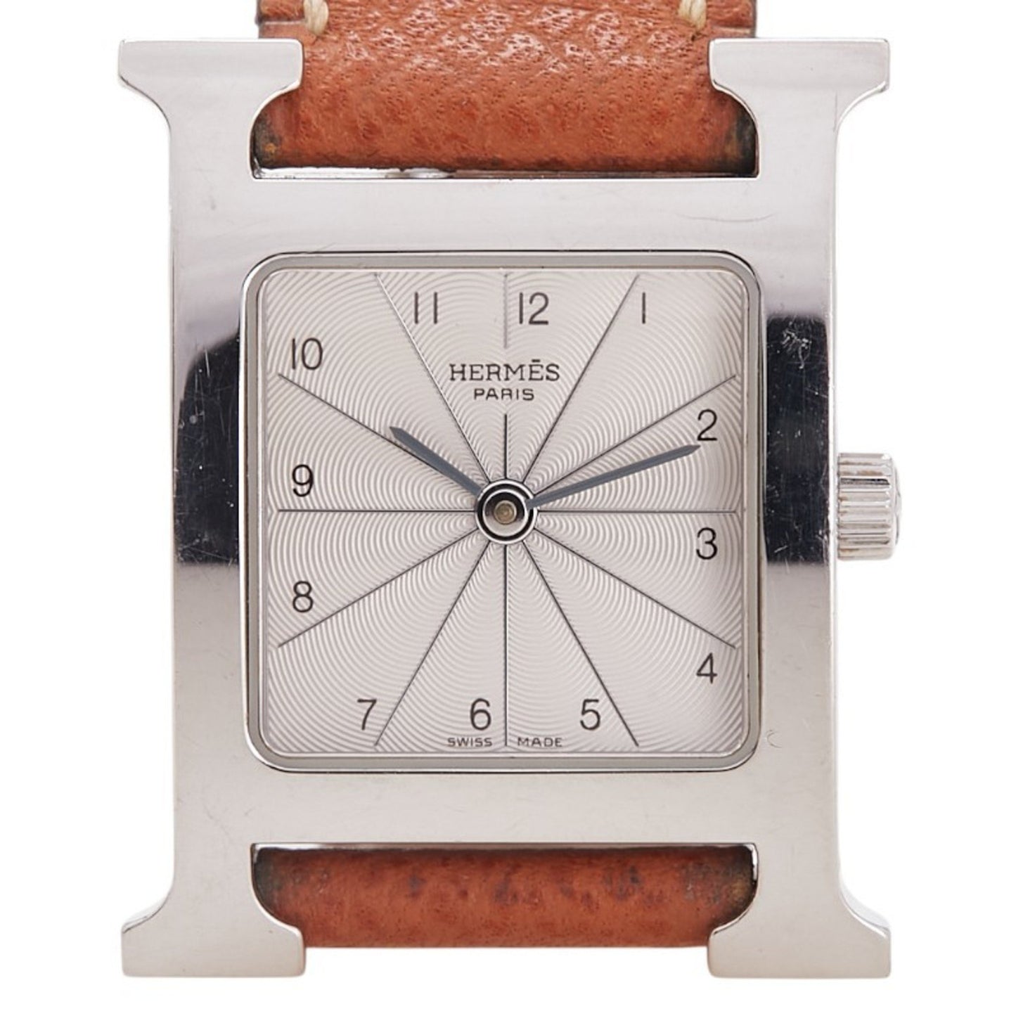 Herms H Watch Hh1.210 Quartz Silver Dial Stainless Steel Leather