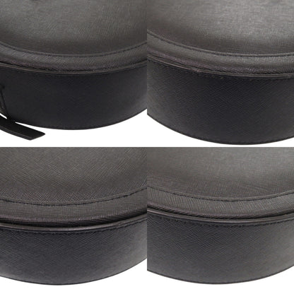 Like New Vivienne Westwood Round Crossbody Ove Genuine Leather Black Shoulder Bag 0894