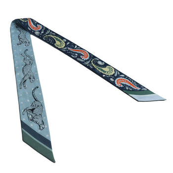 Hermes Guepards Bandana Cheetah Scarf Muffler Blue Marine Clair / Ciel Green H064179S 04