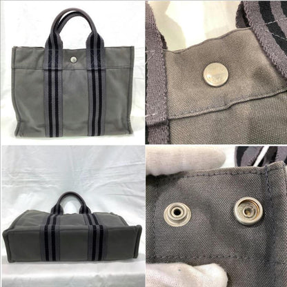 Hermes Herms Foul Tote Pm Gray Canvas Bag (Handbag/Mini Tote)