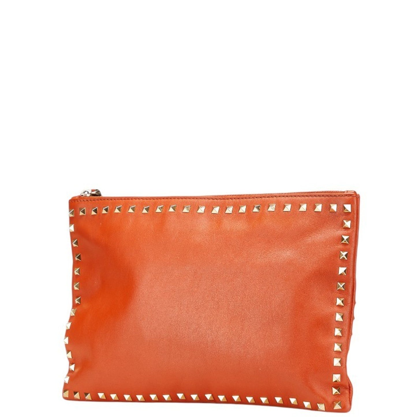Valentino Rockstud Clutch Bag/Second Bag In Orange Leather
