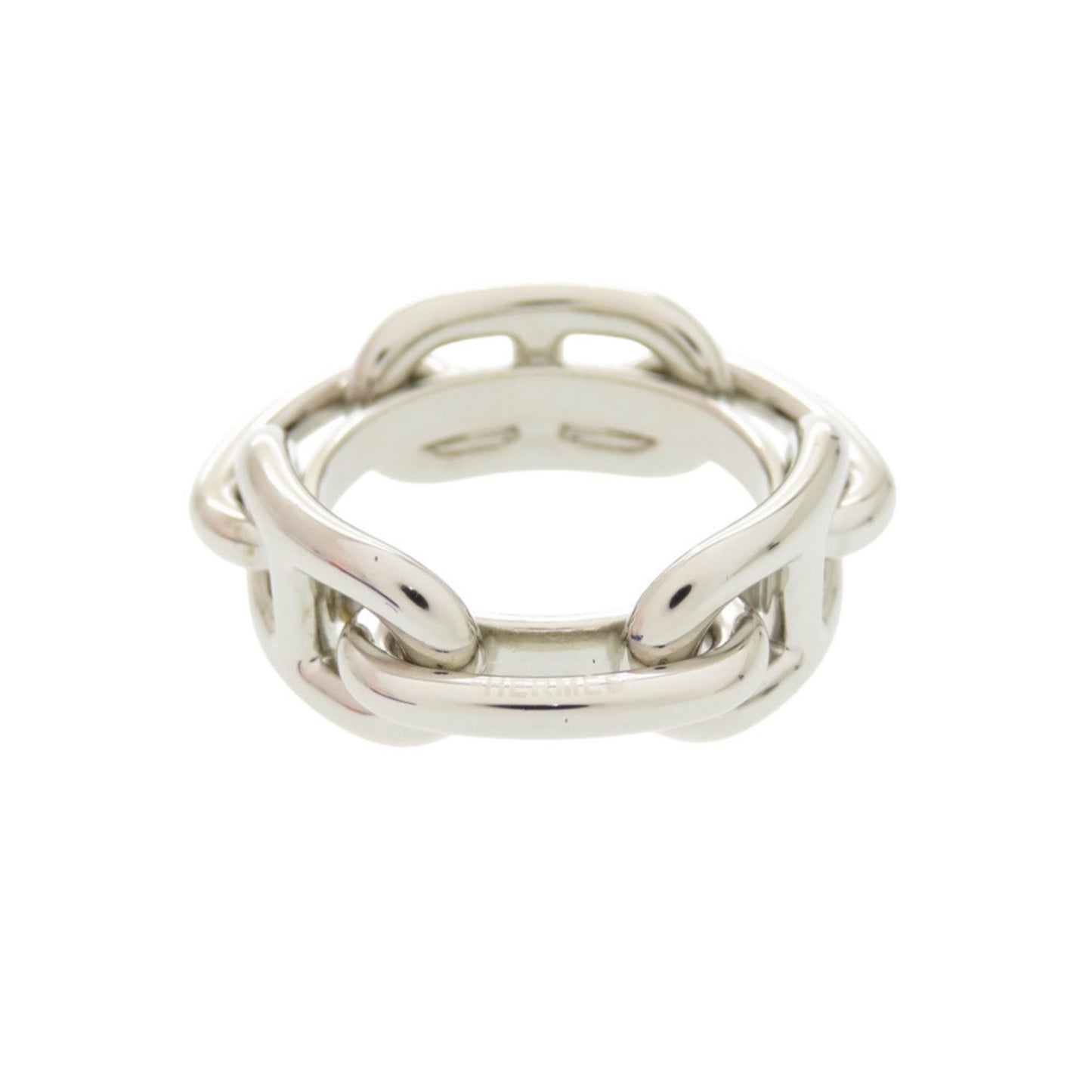 Like New Hermes Chaine D'Ancre Silver Metal Scarf Ring 0157 Hermes