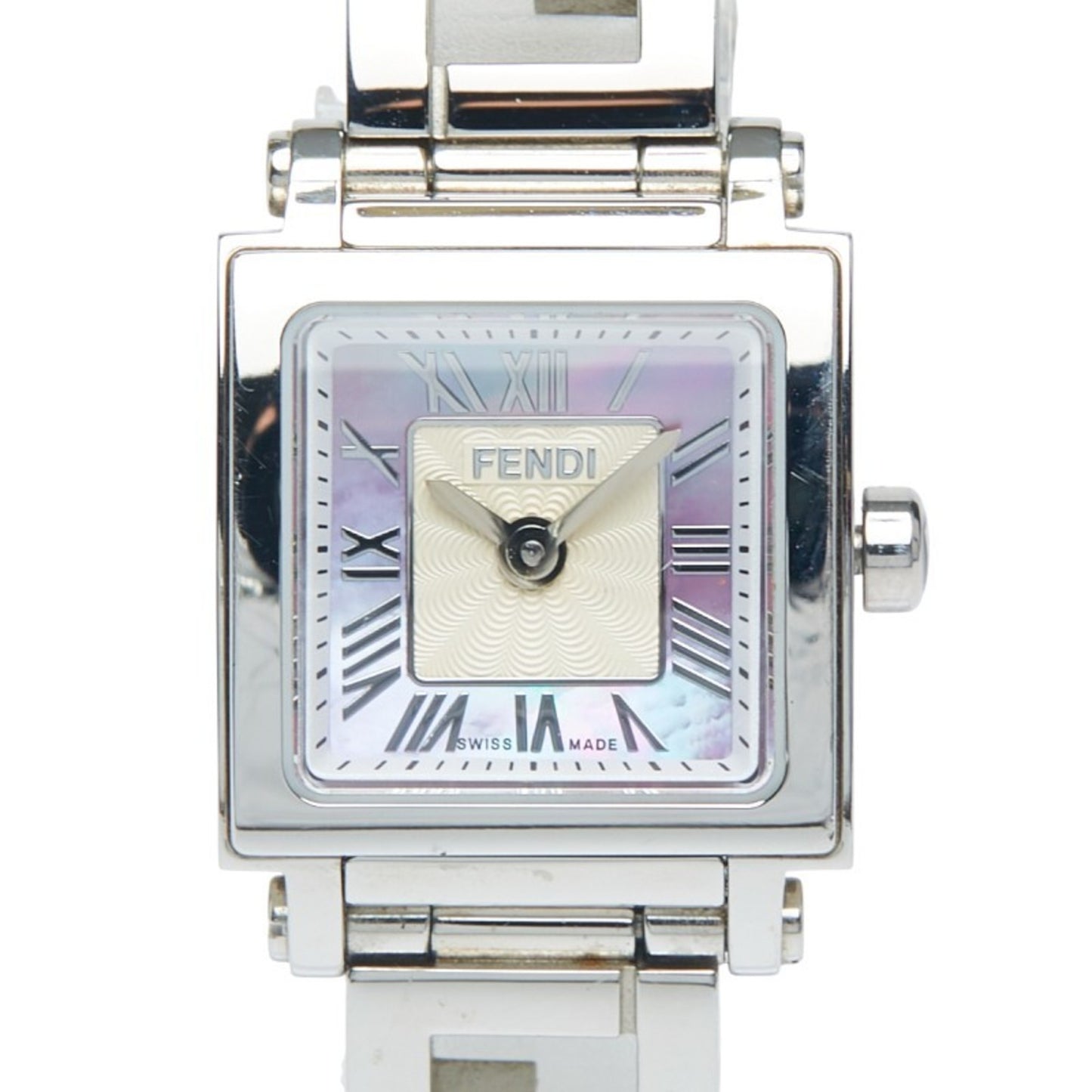 Fendi Quadromini Watch 60500L Quartz Purple Dial Stainless Steel