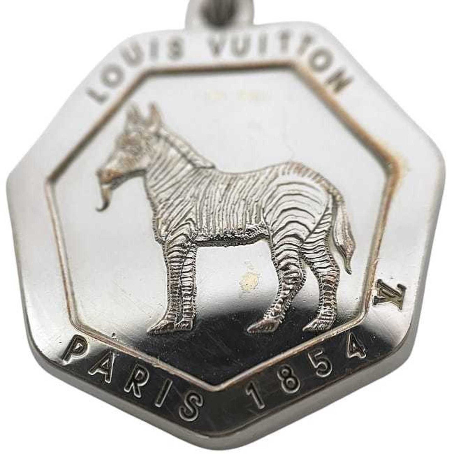 Louis Vuitton Savane Zebra Necklace Ec-24103 Silver M62611 Metal Rm0196 Louis Vuitton Lv Initial