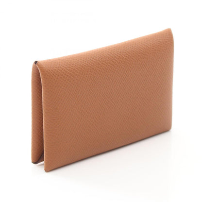 Hermes Hermes Calvi Gold Wallet/Coin Case Wallet Epsom Leather
