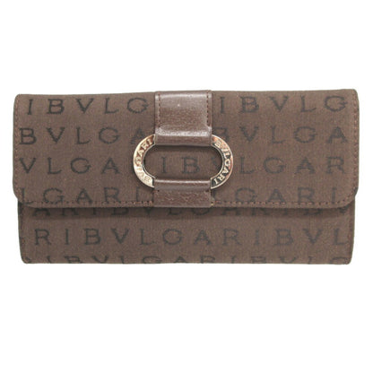 Bvlgari Canvas Brown Double Long Wallet 0111Bvlgari