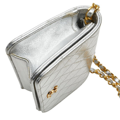 Chanel Matelasse Coco Mark Chain Shoulder Bag In Silver Leather