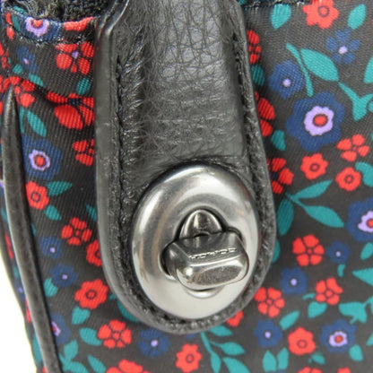 Coach Shoulder Bag F59436 Nylon Leather Black Multicolor Flower