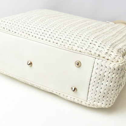 Christian Dior Tote Bag Lady Intrecciato White Silver