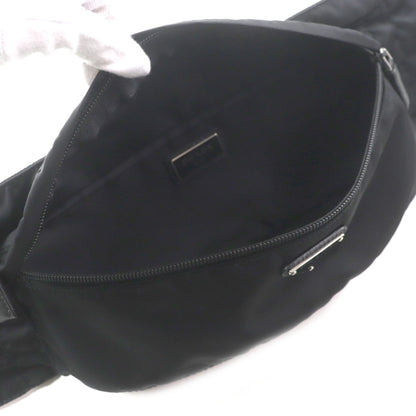 Prada Tessuto Triangle Logo Plate Nylon Saffiano Leather Belt Bag/Body Bag Black