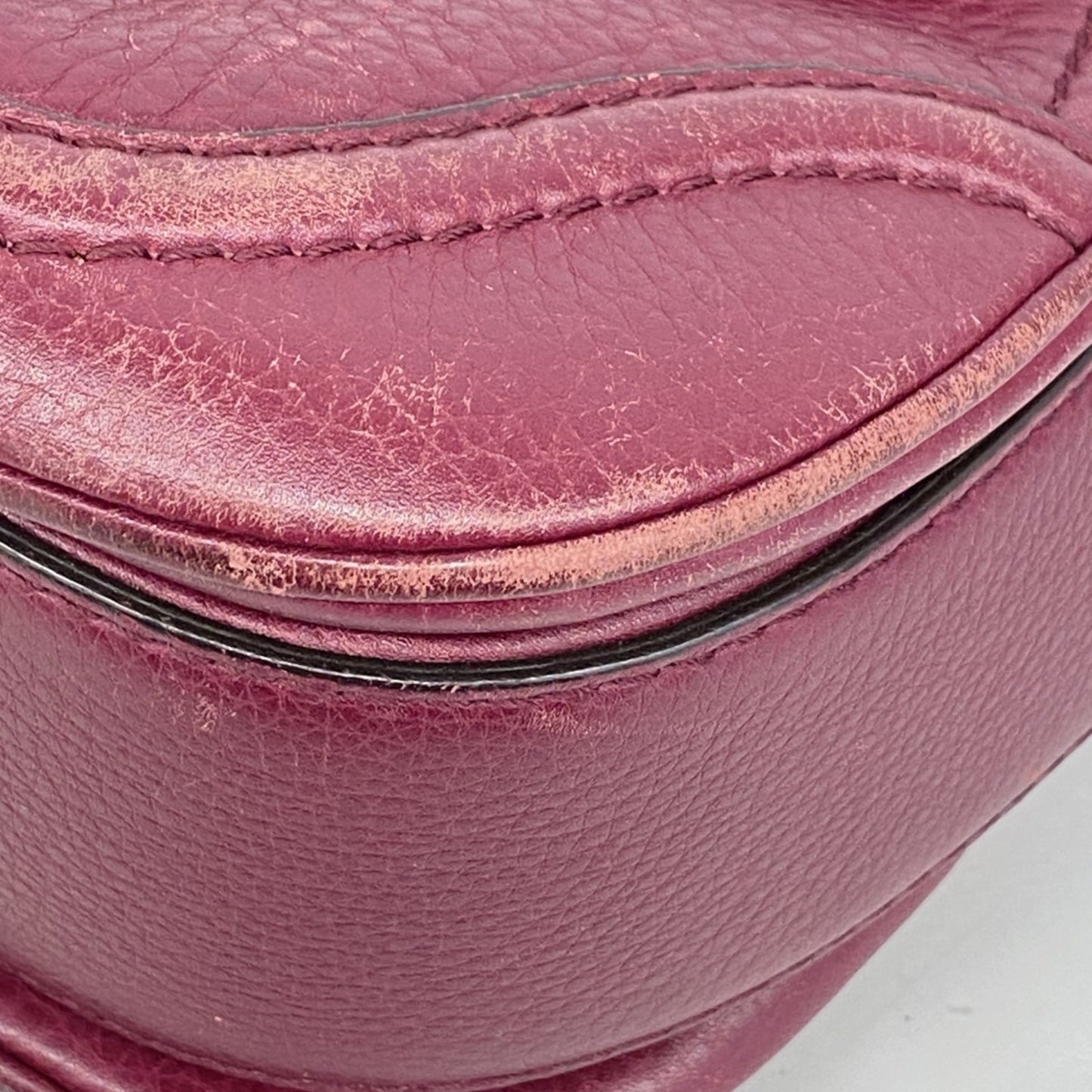 Gucci New Bamboo Handbag 254884 Leather Bordeaux Champagne 2-Way Bag