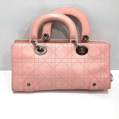 Christian Dior Lady Cannage Handbag In Pink Leather