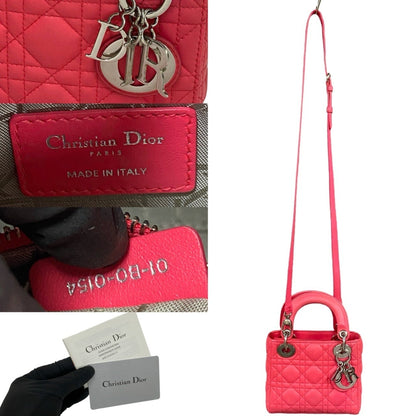 Christian Dior Lady Cannage Stitch Leather 2-Way Handbag/Shoulder Bag