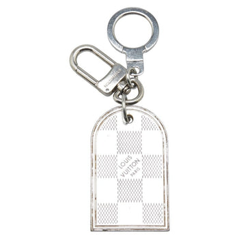 Louis Vuitton Damier Porte Cle Address Charm Keyring M65770 Silver Black Metal