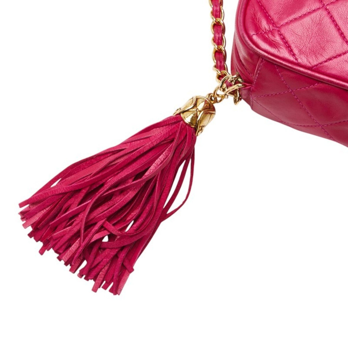 Chanel Coco Mark Matelasse Tassel Chain Shoulder Bag In Pink Lambskin