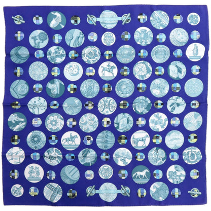 Like New Herms Carr H65 Pois De Soie Silk Multicolor Scarf/Muffler 0042 Hermes