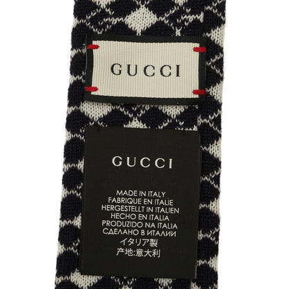 Gucci G Mark Knit Tie Navy White Wool