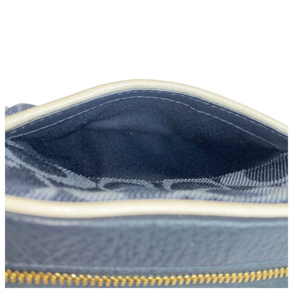 Coach Signature Navy/White Canvas/Leather Shoulder Bag