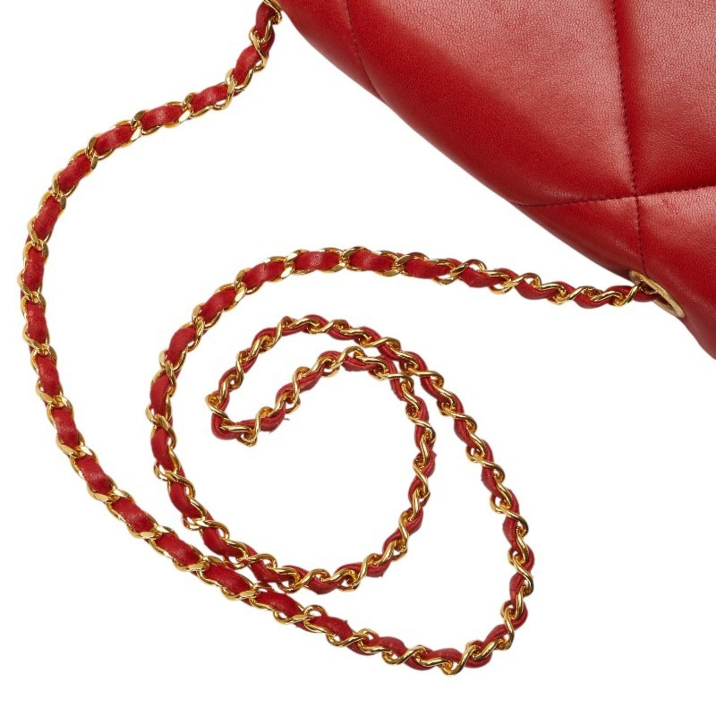 Chanel Matelasse Coco Mark Chain Shoulder Bag In Red Lambskin