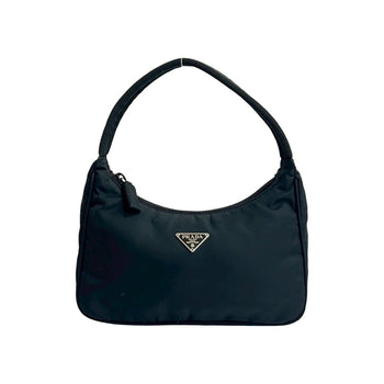 Prada Prada Triangle Logo Plate Tessuto Nylon Handbag Mini Tote Bag Pouch Black 43307