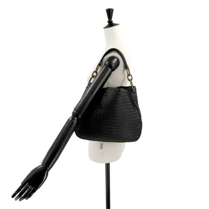 Bottega Veneta Intrecciato Loop Hobo Shoulder Bag In Black Leather