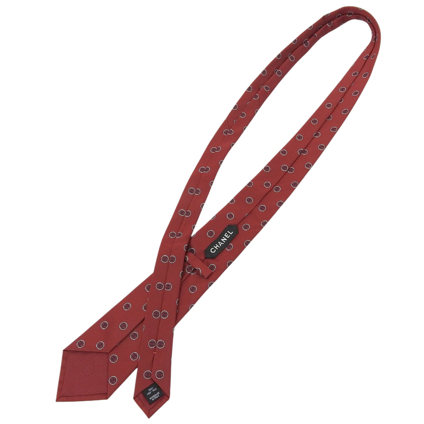 Chanel 100% Silk Coco Mark Logo Design All-Over Print Tie