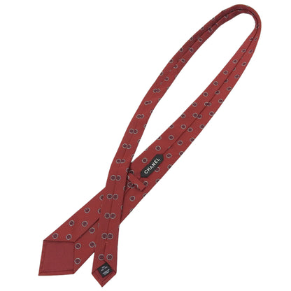 Chanel 100% Silk Coco Mark Logo Design All-Over Print Tie
