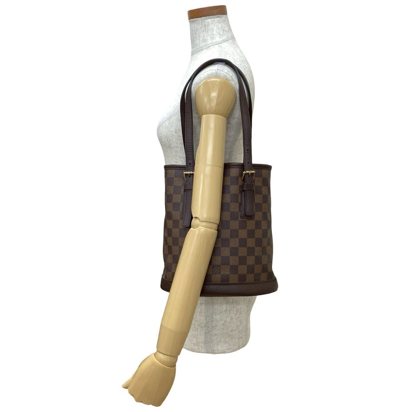 Louis Vuitton Vintage Mare Bucket Damier Leather Mini Tote Bag/Semi-Shoulder Bag Brown 328-2