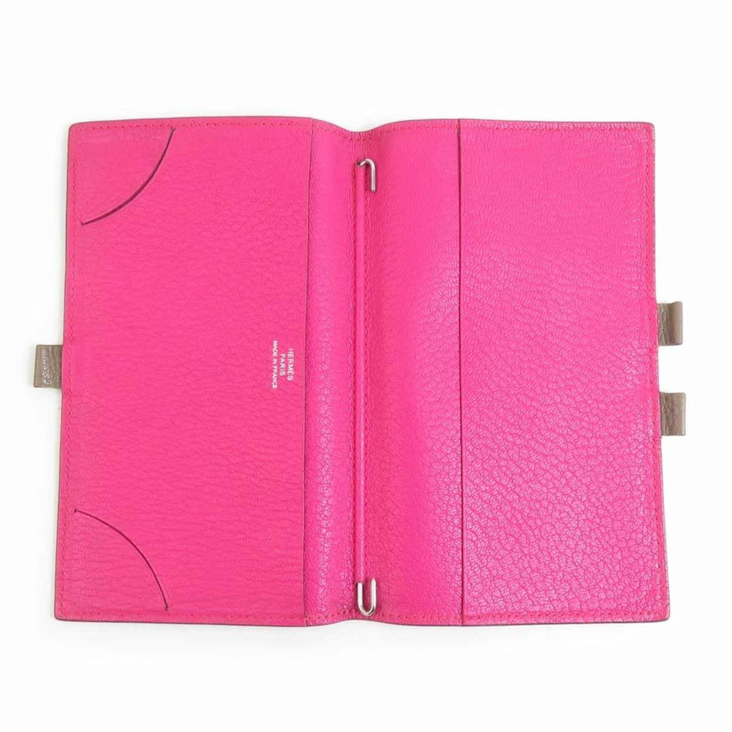 Hermes Herms Leather Notebook Cover In Greige