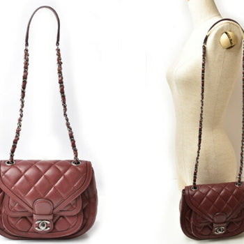 Chanel Chain Shoulder Bag Chanel Saddle Lambskin Matelasse/Quilted Bordeaux