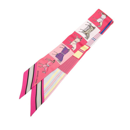 Herms Twilly Couvertures Et Tenues Horse Blanket Scarf Muffler Pink Multicolor Silk