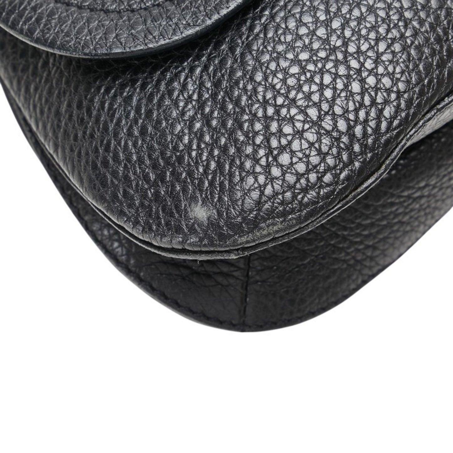 Prada Triangle Logo Plate One-Shoulder Bag Black Leather