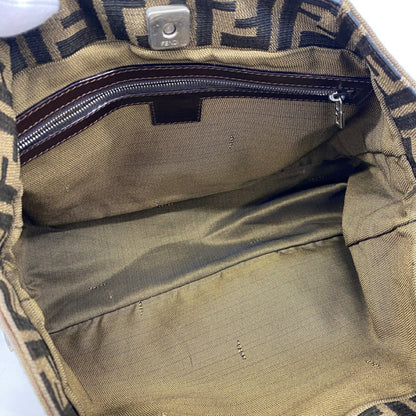 Fendi Zucca Nylon Canvas Handbag In Brown