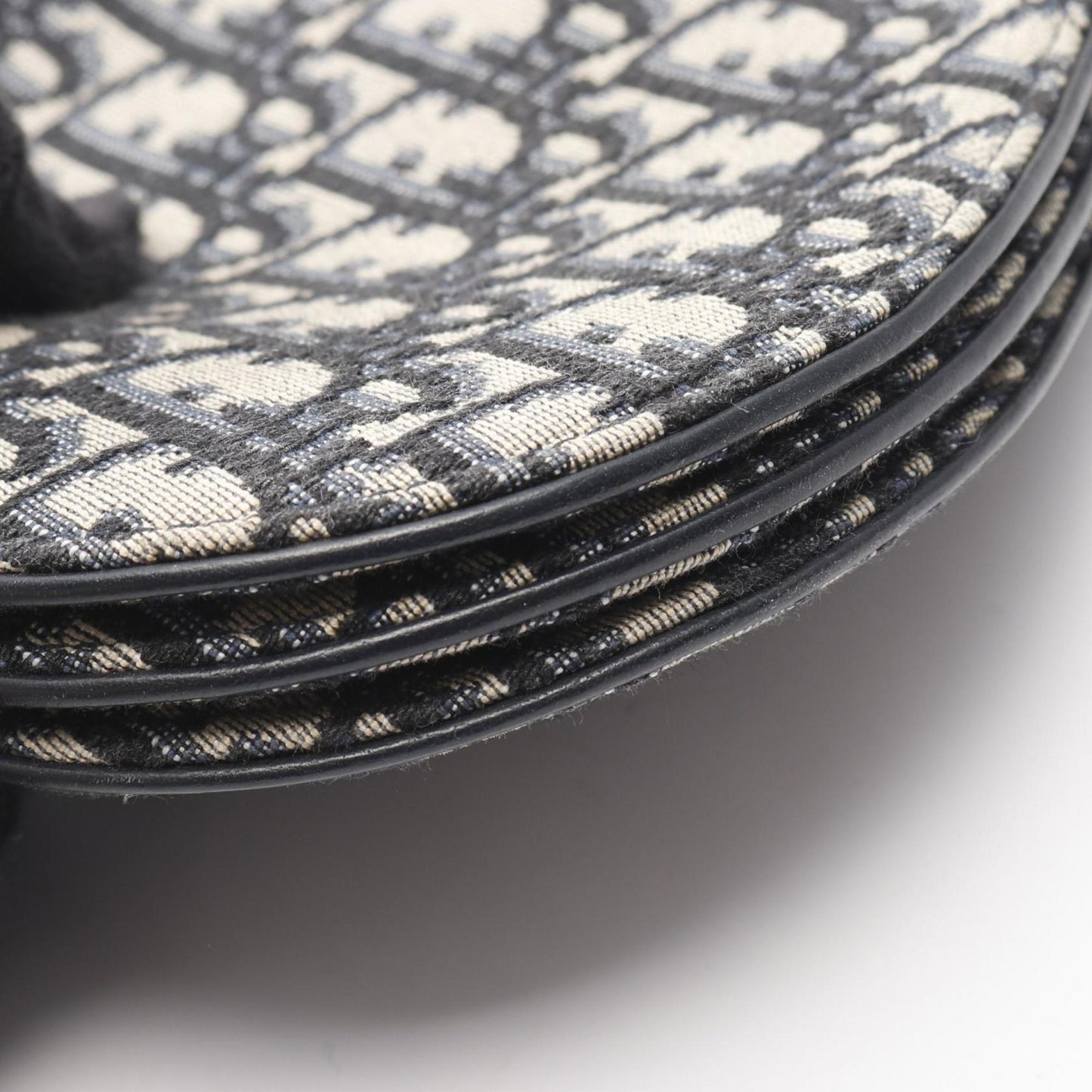 Christian Dior Dior Saddle Bag Oblique Shoulder Canvas Leather